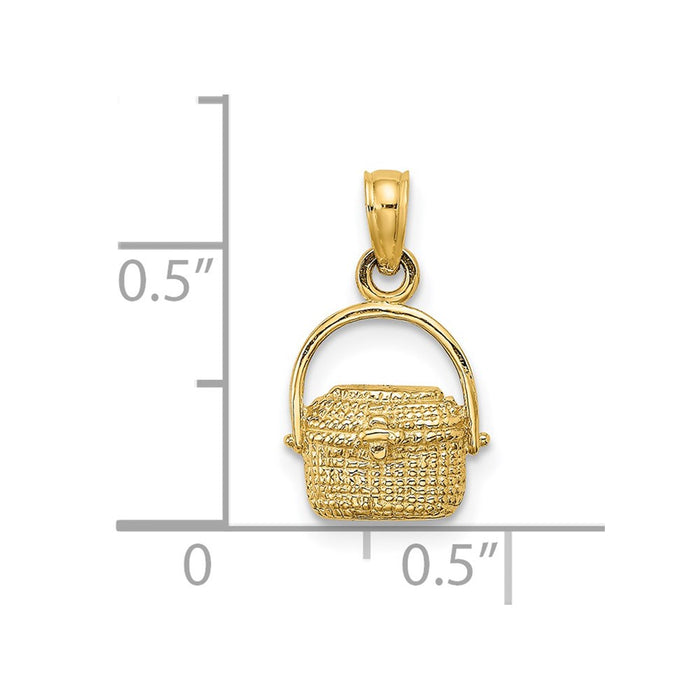 Million Charms 14K Yellow Gold Themed 2-D Nantucket Basket Charm