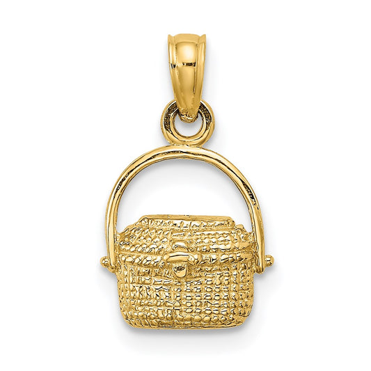Million Charms 14K Yellow Gold Themed 2-D Nantucket Basket Charm