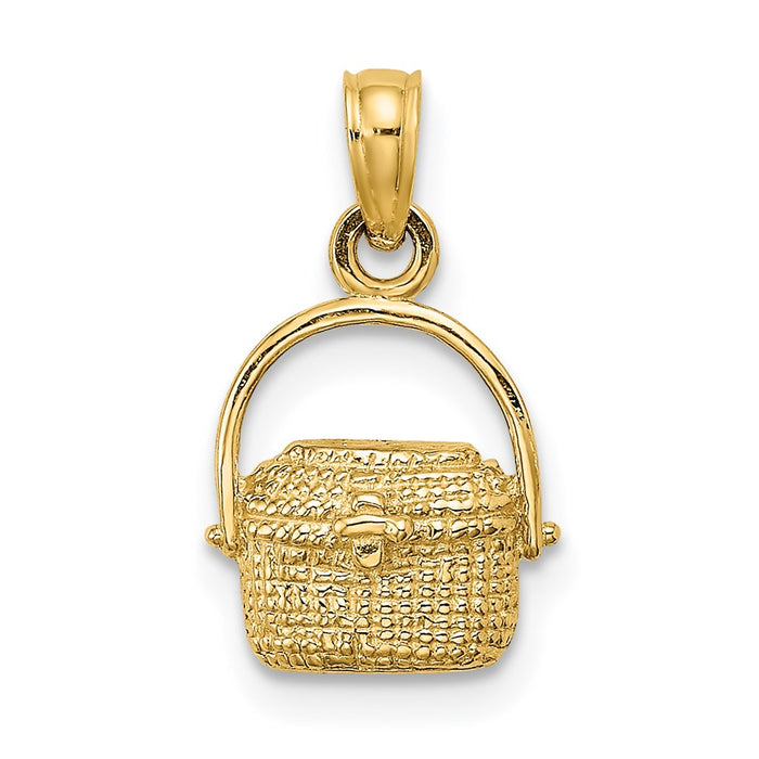 Million Charms 14K Yellow Gold Themed 2-D Nantucket Basket Charm