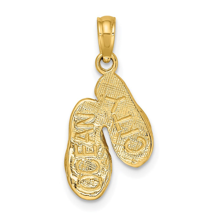 Million Charms 14K Yellow Gold Themed Ocean City Double Flip-Flop Charm