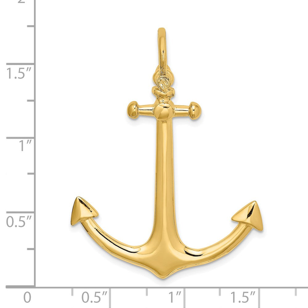 Million Charms 14K Yellow Gold Themed 3-D Large Nautical Anchor Charm
