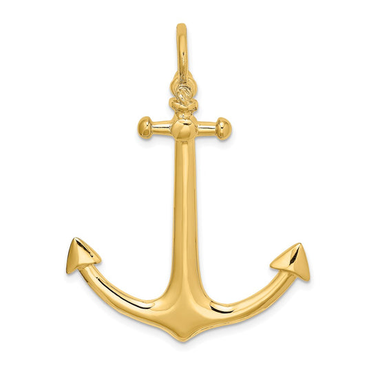 Million Charms 14K Yellow Gold Themed 3-D Large Nautical Anchor Charm