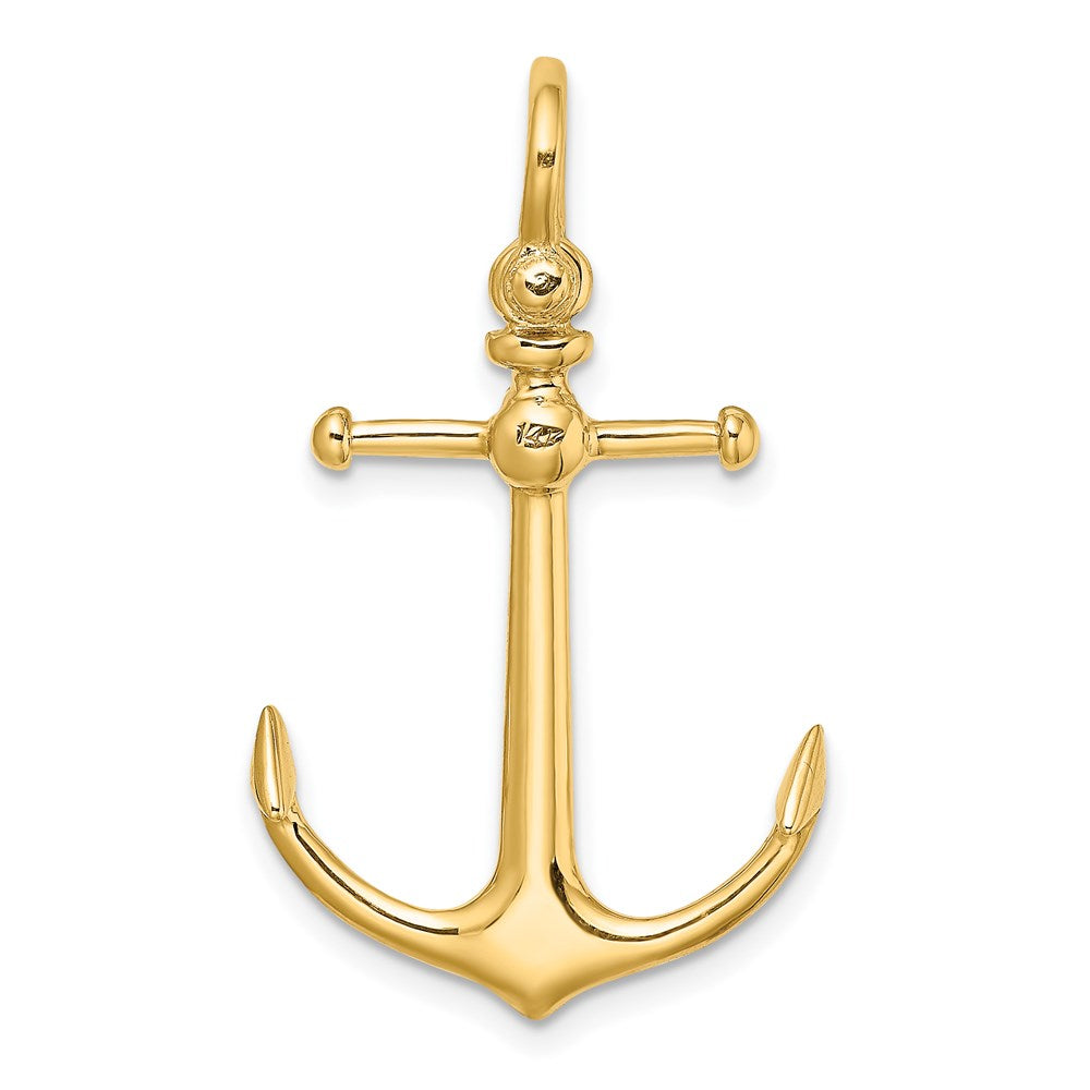 Million Charms 14K Yellow Gold Themed 3-D Nautical Anchor With Shackle Bail Charm