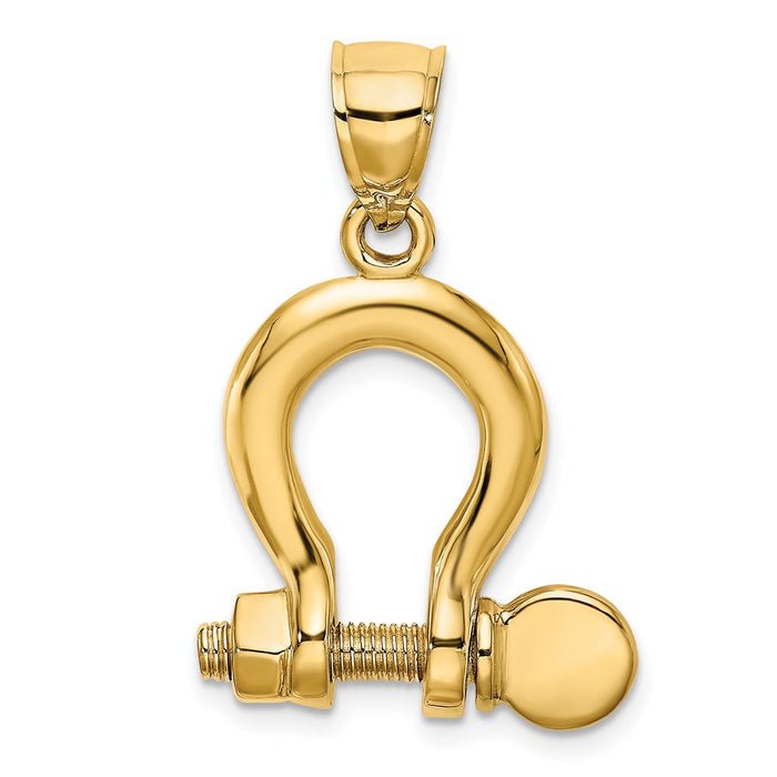 Million Charms 14K Yellow Gold Themed 3-D Large Shackle Charm