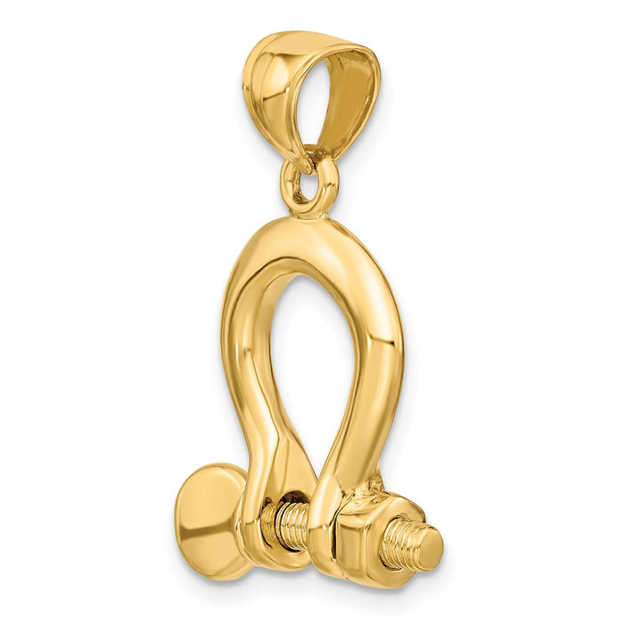 Million Charms 14K Yellow Gold Themed 3-D Large Shackle Charm