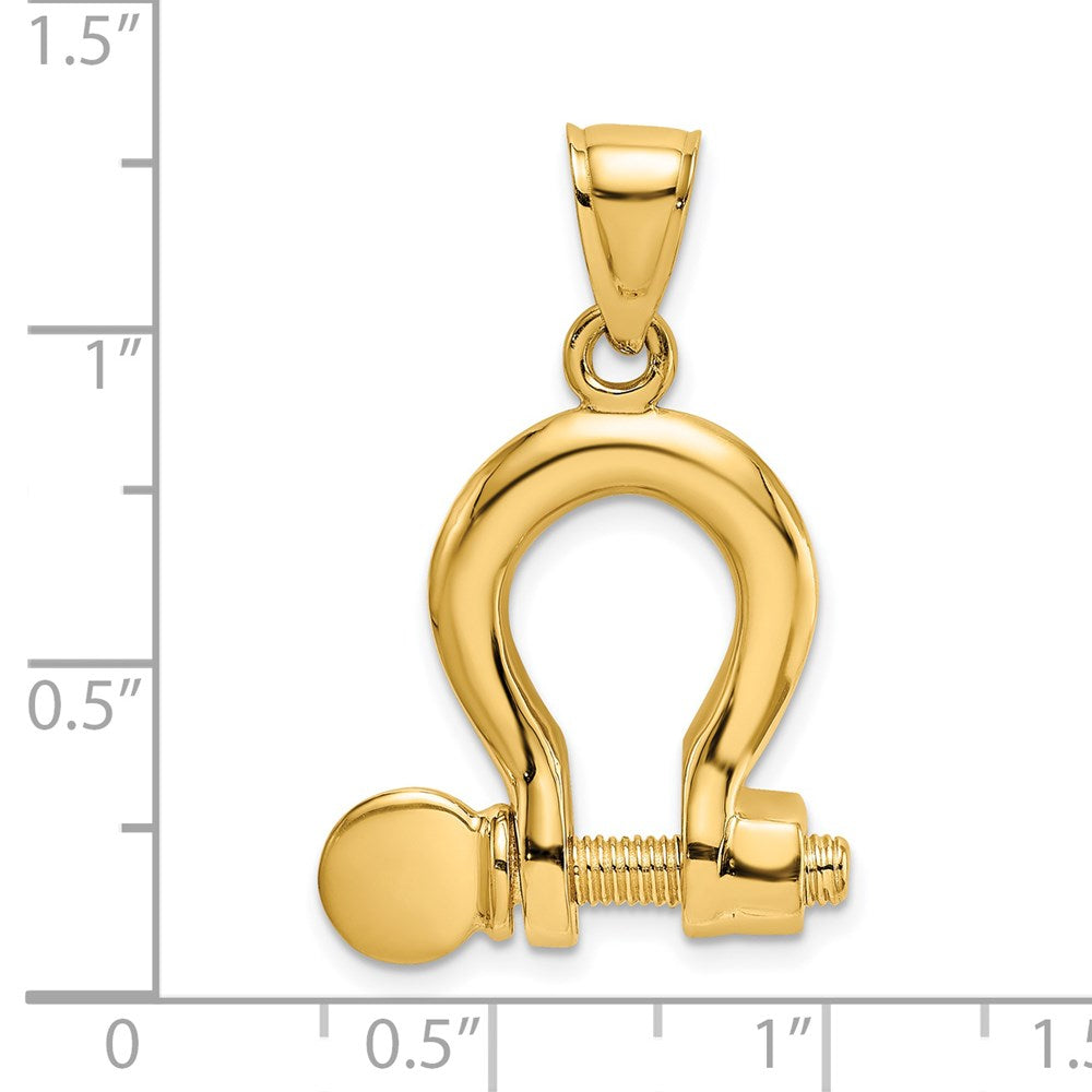 Million Charms 14K Yellow Gold Themed 3-D Large Shackle Charm