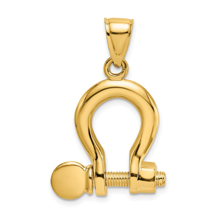 Million Charms 14K Yellow Gold Themed 3-D Large Shackle Charm