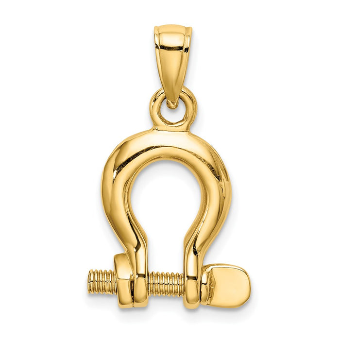 Million Charms 14K Yellow Gold Themed 3-D Medium Shackle Link Screw Charm