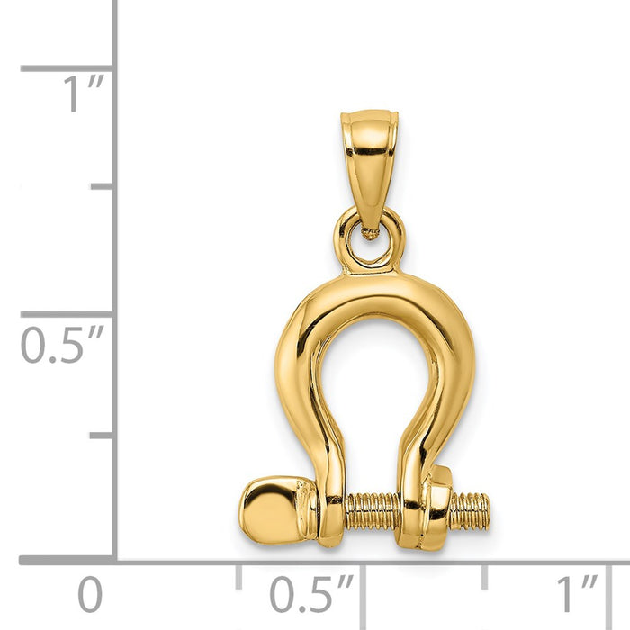 Million Charms 14K Yellow Gold Themed 3-D Medium Shackle Link Screw Charm