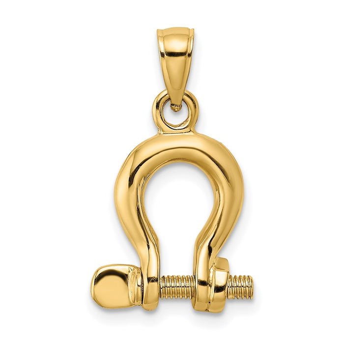 Million Charms 14K Yellow Gold Themed 3-D Medium Shackle Link Screw Charm