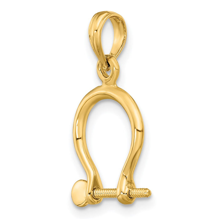 Million Charms 14K Yellow Gold Themed 3-D Small Shackle Link Screw Charm