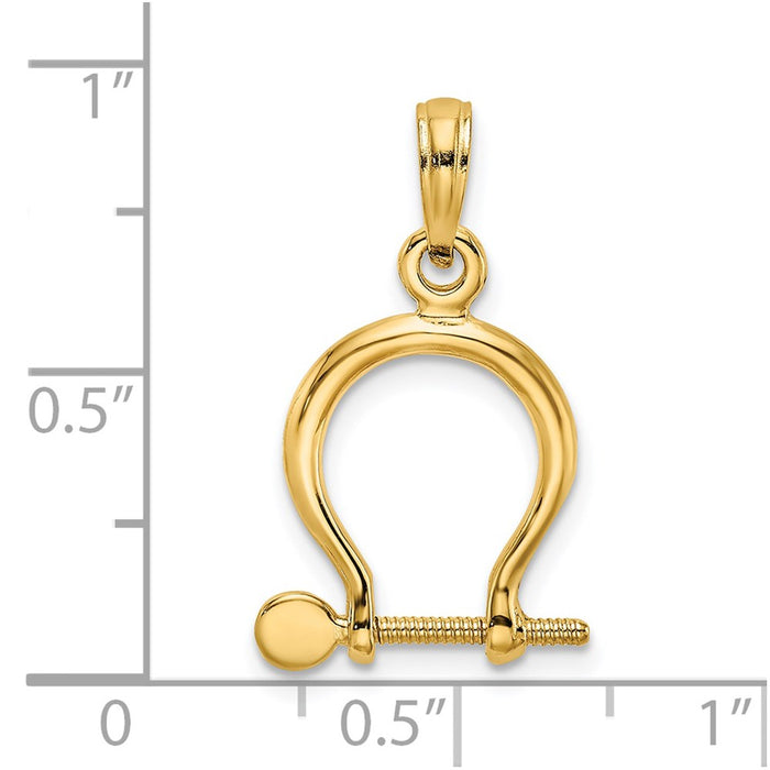 Million Charms 14K Yellow Gold Themed 3-D Small Shackle Link Screw Charm