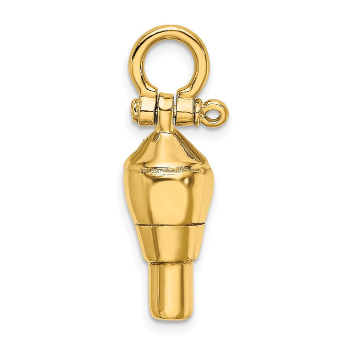 Million Charms 14K Yellow Gold Themed 3-D Swivel With Shackle Bail Charm