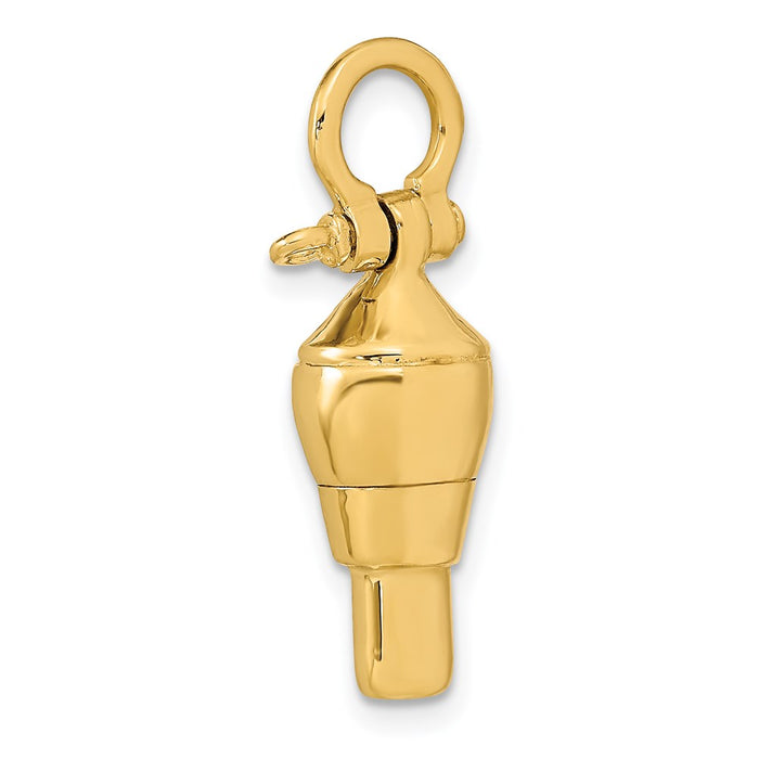 Million Charms 14K Yellow Gold Themed 3-D Swivel With Shackle Bail Charm