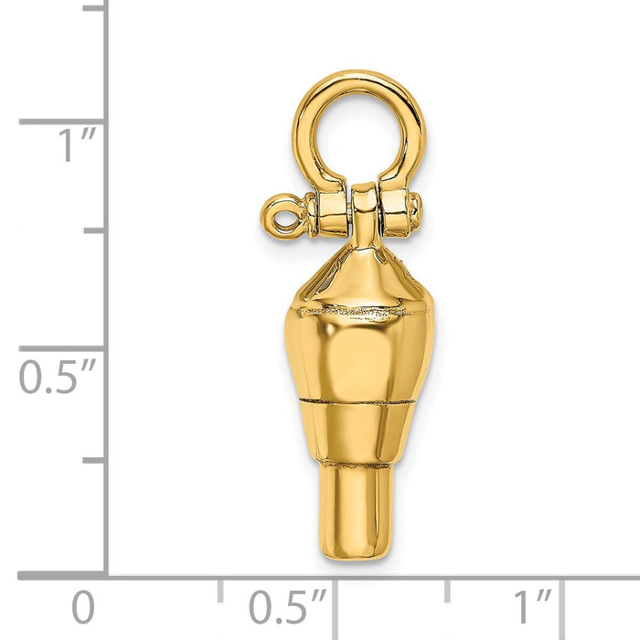 Million Charms 14K Yellow Gold Themed 3-D Swivel With Shackle Bail Charm