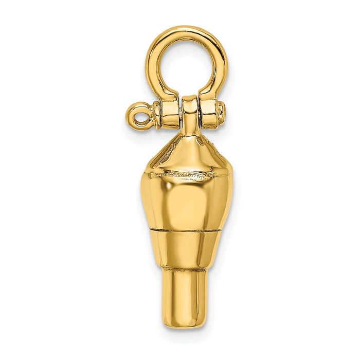 Million Charms 14K Yellow Gold Themed 3-D Swivel With Shackle Bail Charm
