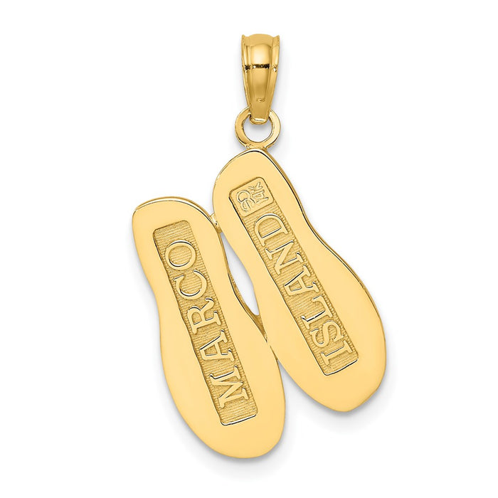 Million Charms 14K Yellow Gold Themed Polished Large Marco Island Double Flip-Flop Charm