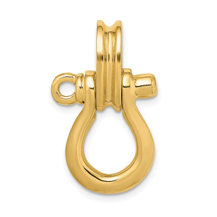 Million Charms 14K Yellow Gold Themed 3-D Large Shackle With Pulley Bail Charm