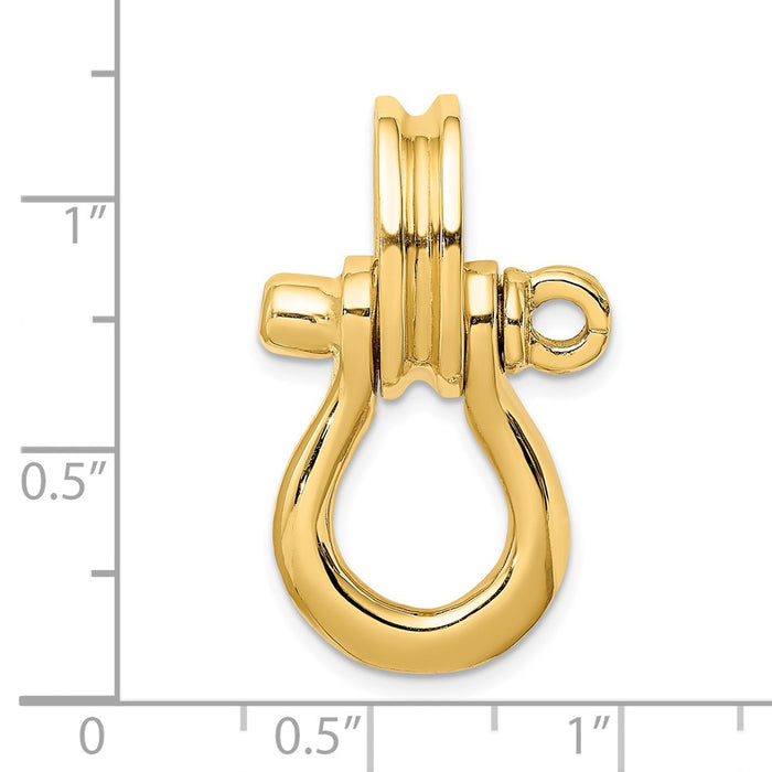 Million Charms 14K Yellow Gold Themed 3-D Large Shackle With Pulley Bail Charm