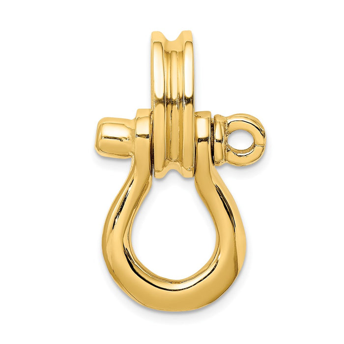 Million Charms 14K Yellow Gold Themed 3-D Large Shackle With Pulley Bail Charm