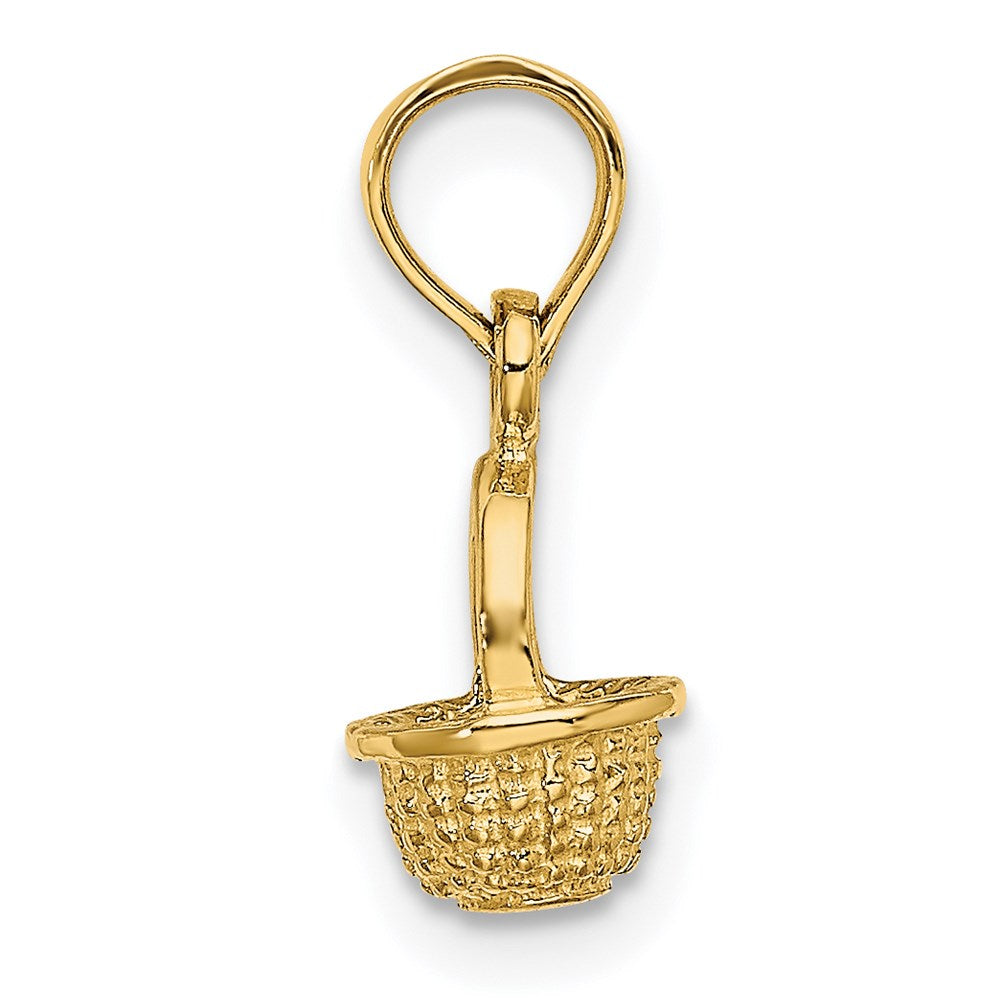 Million Charms 14K Yellow Gold Themed 3-D Mini Basket Charm