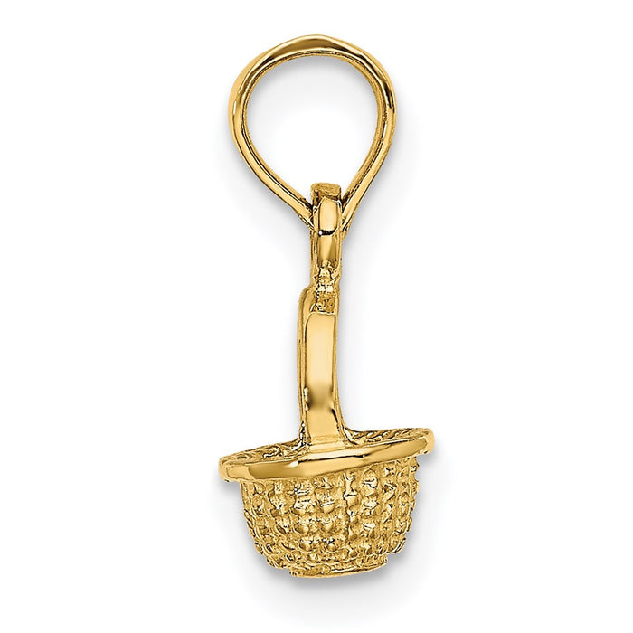 Million Charms 14K Yellow Gold Themed 3-D Mini Basket Charm