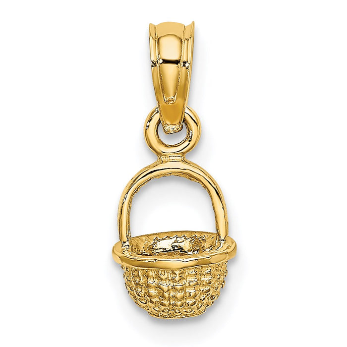 Million Charms 14K Yellow Gold Themed 3-D Mini Basket Charm