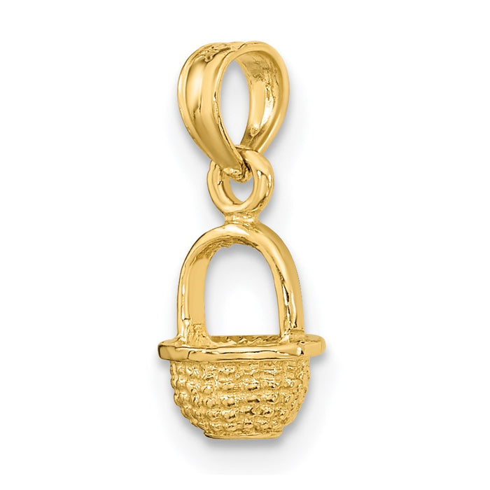 Million Charms 14K Yellow Gold Themed 3-D Mini Basket Charm