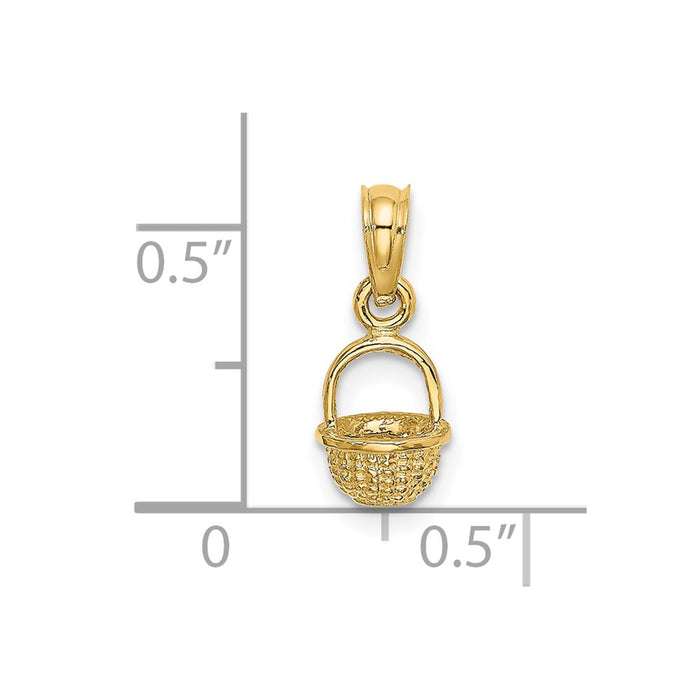 Million Charms 14K Yellow Gold Themed 3-D Mini Basket Charm