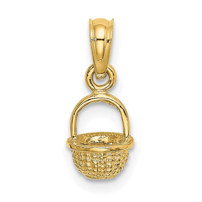 Million Charms 14K Yellow Gold Themed 3-D Mini Basket Charm