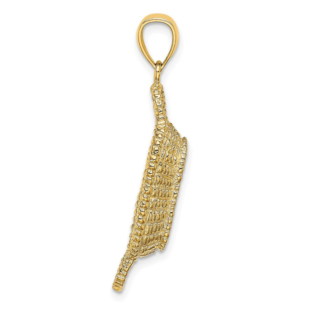 Million Charms 14K Yellow Gold Themed 3-D 2 Handles Rectangular Basket Charm