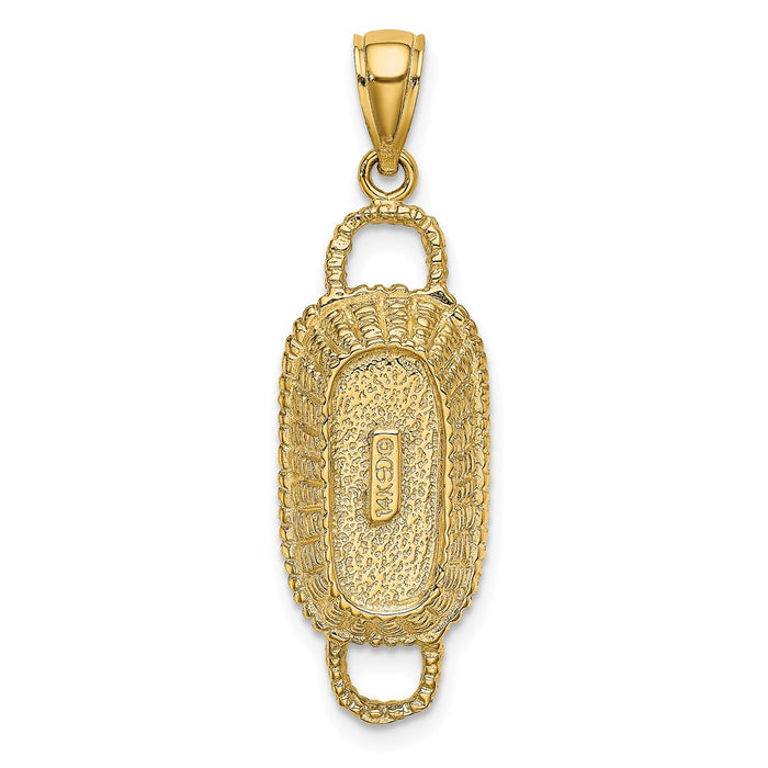 Million Charms 14K Yellow Gold Themed 3-D 2 Handles Rectangular Basket Charm