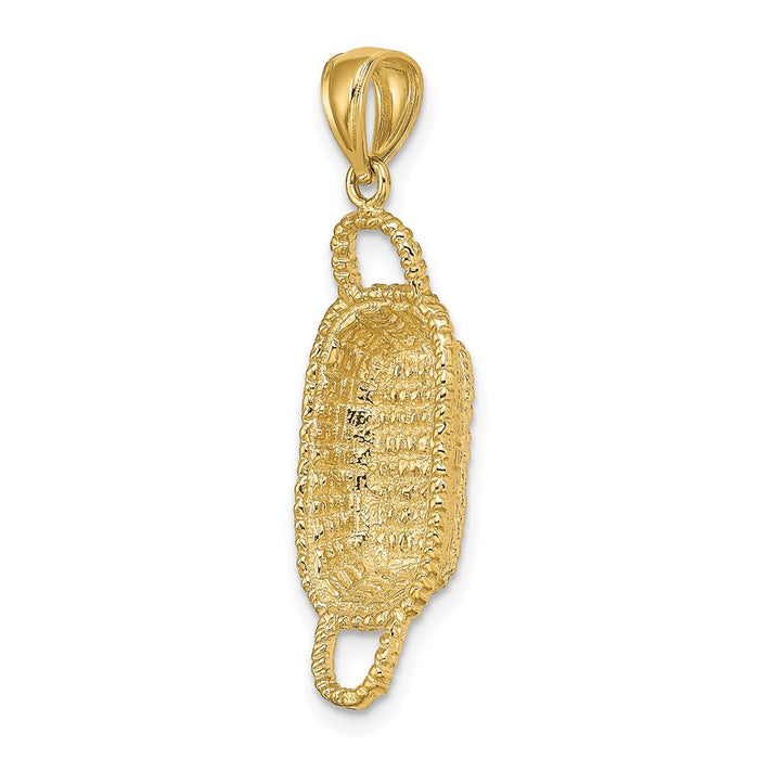 Million Charms 14K Yellow Gold Themed 3-D 2 Handles Rectangular Basket Charm