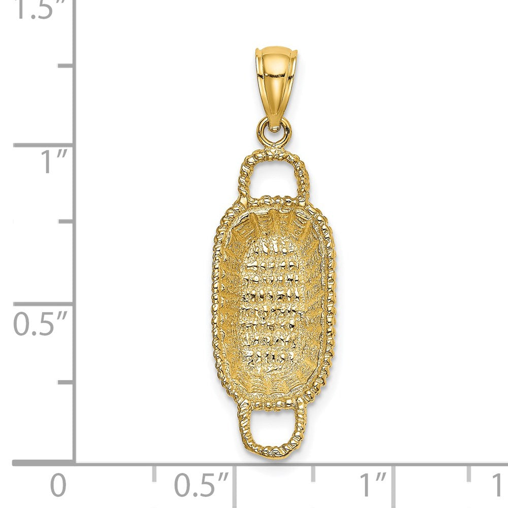 Million Charms 14K Yellow Gold Themed 3-D 2 Handles Rectangular Basket Charm