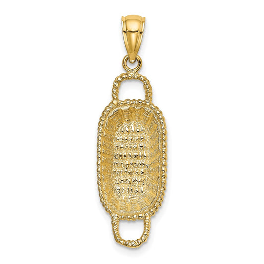 Million Charms 14K Yellow Gold Themed 3-D 2 Handles Rectangular Basket Charm