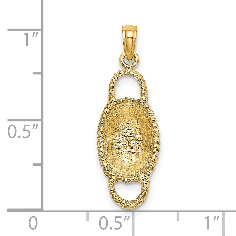 Million Charms 14K Yellow Gold Themed 3-D 2 Handles Oval Basket Charm