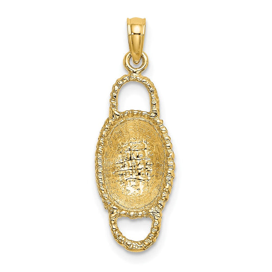 Million Charms 14K Yellow Gold Themed 3-D 2 Handles Oval Basket Charm