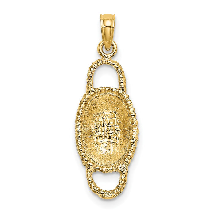Million Charms 14K Yellow Gold Themed 3-D 2 Handles Oval Basket Charm