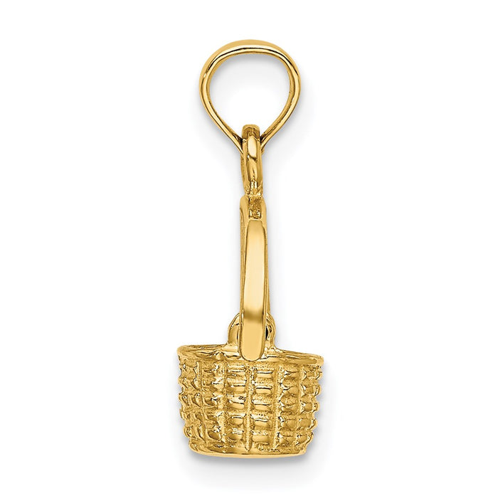 Million Charms 14K Yellow Gold Themed 3-D Moveable Handle Basket Charm