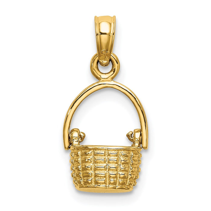 Million Charms 14K Yellow Gold Themed 3-D Moveable Handle Basket Charm