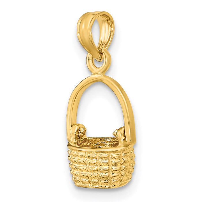 Million Charms 14K Yellow Gold Themed 3-D Moveable Handle Basket Charm