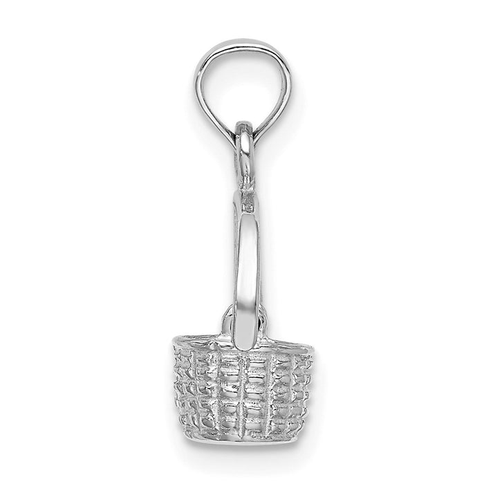 Million Charms 14K White Gold Themed 3-D Moveable Handle Basket Charm