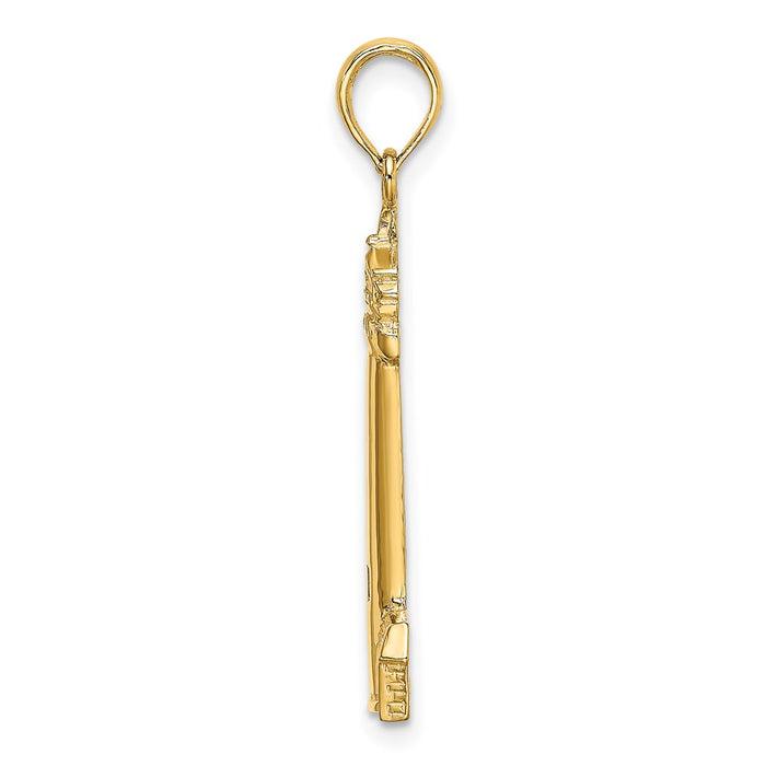 Million Charms 14K Yellow Gold Themed 2-D & Polished Cape May Lighthouse Charm