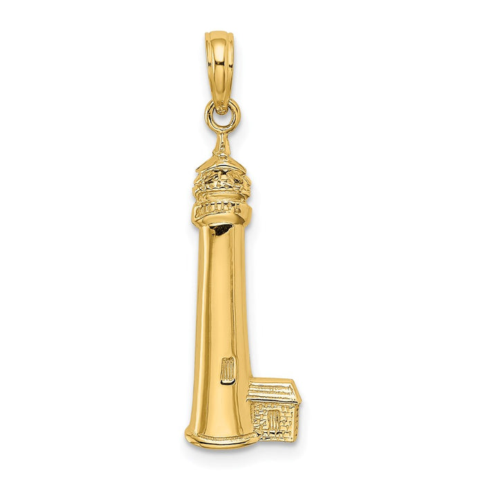 Million Charms 14K Yellow Gold Themed 2-D & Polished Cape May Lighthouse Charm