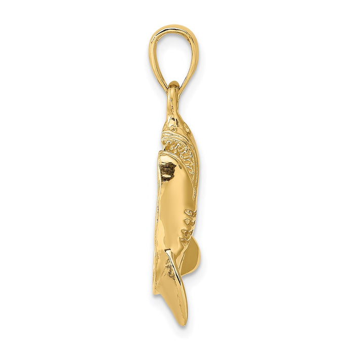 Million Charms 14K Yellow Gold Themed 2-D Polished Shark Charm