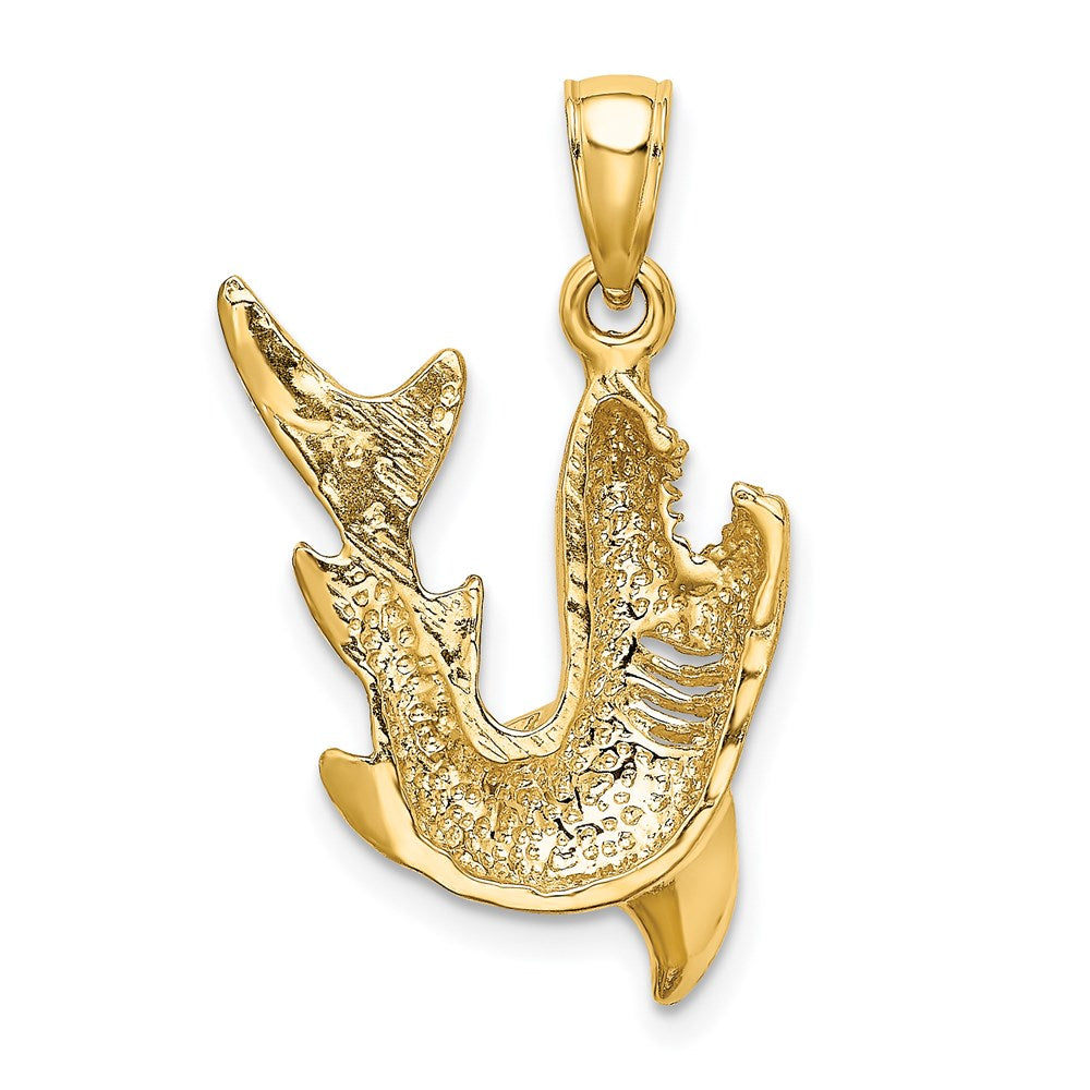 Million Charms 14K Yellow Gold Themed 2-D Polished Shark Charm