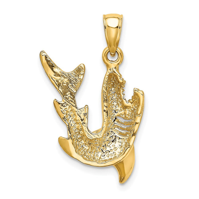 Million Charms 14K Yellow Gold Themed 2-D Polished Shark Charm