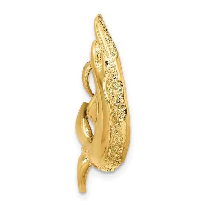 Million Charms 14K Yellow Gold Themed Polished Textured Dolphin Charm