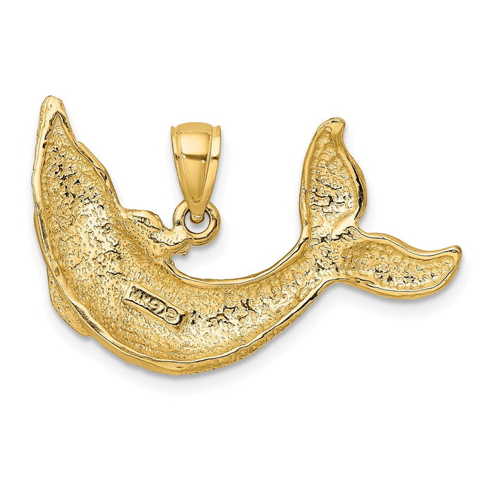 Million Charms 14K Yellow Gold Themed Polished Textured Dolphin Charm