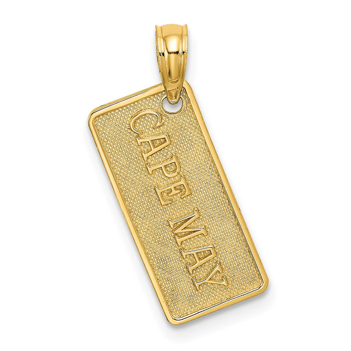 Million Charms 14K Yellow Gold Themed Textured Small Cape May License Plate Charm